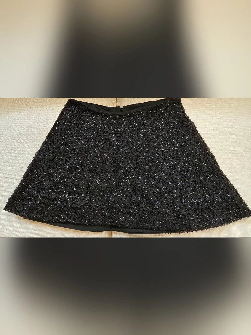 Oh Polly Black Beaded A-Line Mini Skirt